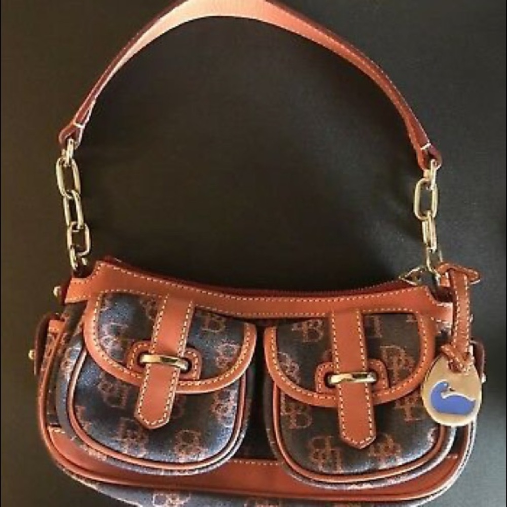 Dooney & Bourke Sm (saddle) Banana orange & blue